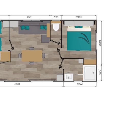 CASA MOBILE 4 persone - Premium 30 m² - 2 camere da letto (lenzuola e asciugamani inclusi) - terrazza semi-coperta