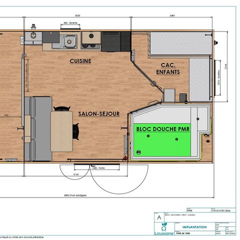 Mobile home 4 persons - Premium - PMR 30 m² - 2 bedrooms - Semi-covered terrace - TV - CLIM - Sheets - Towels