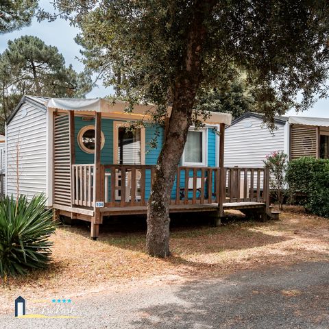 Mobile home 2 persons - Comfort mobile home 18.60 m² (1 bedroom) + semi-covered wooden terrace
