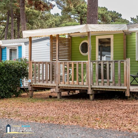 Mobile home 2 persons - Comfort mobile home 18.60 m² (1 bedroom) + semi-covered wooden terrace