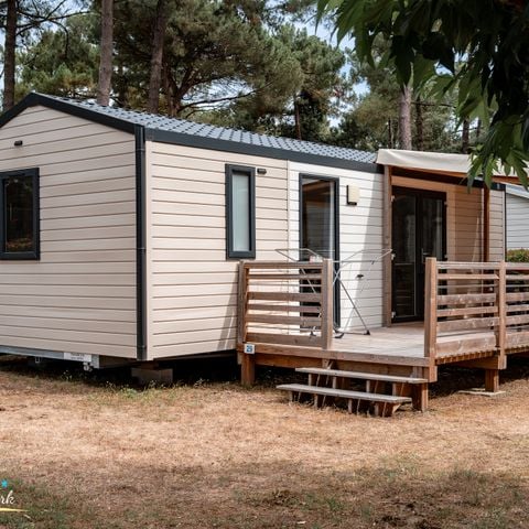 Mobilheim 4 Personen - Mobilheim Premium 31m² (2 Zimmer) + Geschirrspüler + halbüberdachte Terrasse 15m².