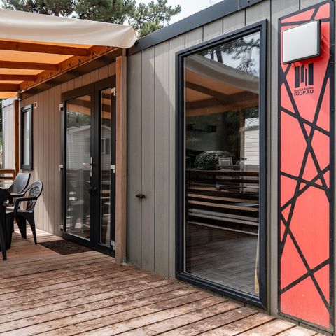 Mobile home 6 persons - Premium mobile home 33m² (3 bedrooms) + Dishwasher + 160cm bed + 15m² semi-covered terrace