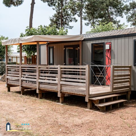 Mobile home 6 persons - Premium mobile home 33m² (3 bedrooms) + Dishwasher + 160cm bed + 15m² semi-covered terrace