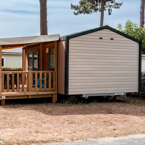 Stacaravan 2 personen - Stacaravan Premium 19m² (1 kamer) + Afwasmachine + 11m² halfoverdekt terras