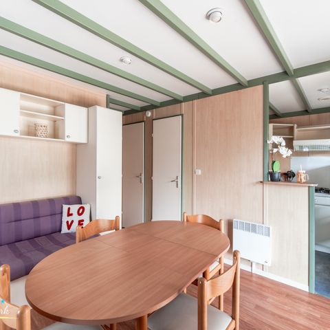 CHALET 4 personnes - Chalet Premium 35m² (2 chambres) + Climatisation + Lave-vaisselle + Terrasse couverte 12m²