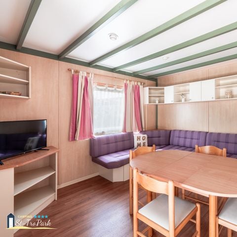 CHALET 4 personnes - Chalet Premium 35m² (2 chambres) + Climatisation + Lave-vaisselle + Terrasse couverte 12m²