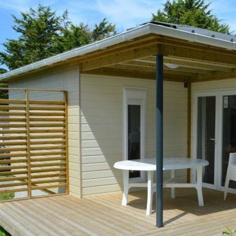 CHALET 6 personnes - Chalet Premium 34m² (3 chambres) + Climatisation + Lave-vaisselle + Terrasse couverte