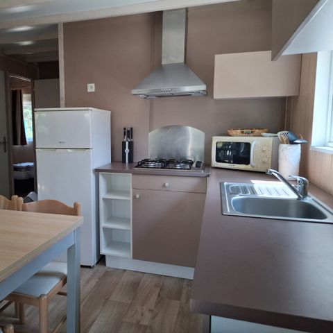 Chalet 6 personnes - Premium 34m² - 3 chambres - Climatisation - Lave-vaisselle - Terrasse couverte