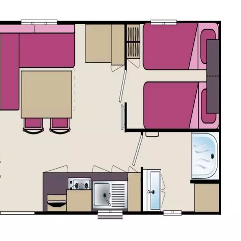 Mobilheim 6 Personen - Mobilheim Confort 3 Zimmer 4/6 Personen Côté Étang + TV