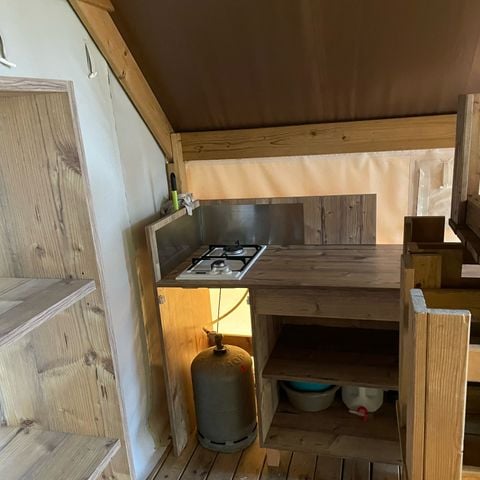 Tente en toile et en bois 5 personnes - Tente Eco Lodge 3 Pièces 5 Personnes Sans Sanitaire