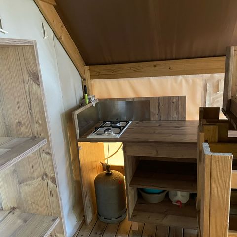 TENTE TOILE ET BOIS 5 personnes - Tente Eco Lodge 3 Pièces 5 Personnes Sans Sanitaire