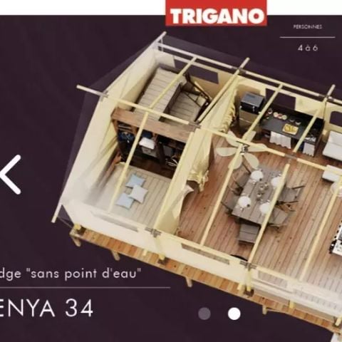 TENDA IN TELA E LEGNO 4 persone - Tenda Lodge Kenya 3 camere 4 persone Senza servizi igienici