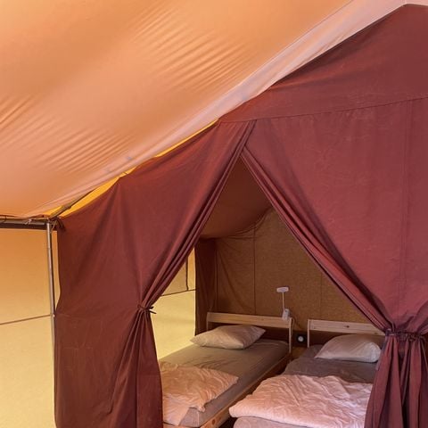 Safarizelt 4 Personen - Holzboden, 2 Schlafzimmer, ausgestattete Küche, Terrasse