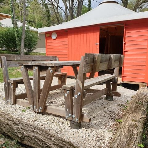 TENTE TOILE ET BOIS 4 personnes - La Cabane 16m² (2 chambres) sans sanitaires 4 pers