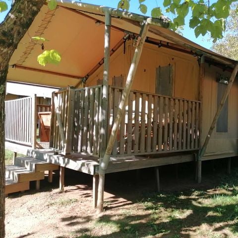 Tente en toile et en bois 6 personnes - Tente Safari 6 places climatisé 6 pers