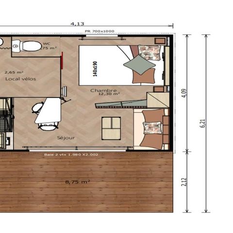Chalet 2 personen - Chalet 16 m² Komfort +