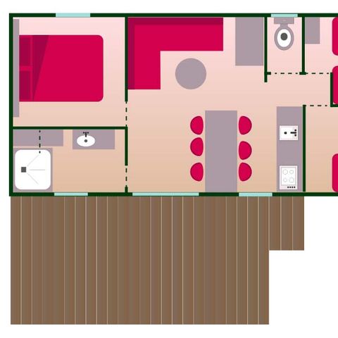 STACARAVAN 7 personen - Cottage FAMILY "VUE LAC" (overdekt terras) nieuw voor 2022