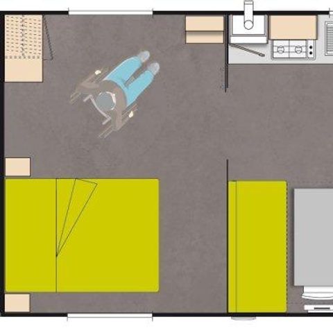 STACARAVAN 5 personen - Cottage 33 m² Beperkte mobiliteit 2 slaapkamers TV/CLIM