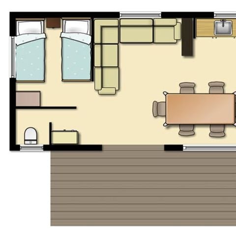 Mobile home 6 persons - Cottage Confort "Camargue" 29m² 3ch 4/6 pers