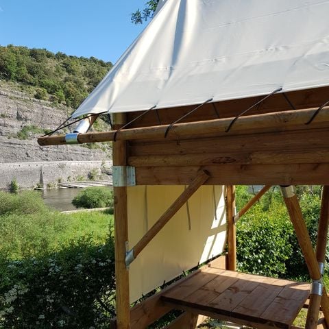 Tente en toile et en bois 2 personnes - Tente Bivouac Confort 6m² 1 chambre 1/2 pers