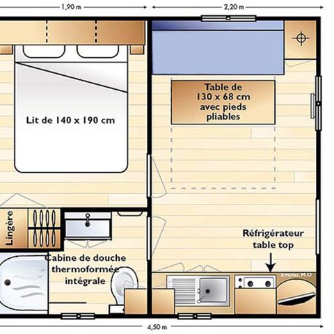 MOBILHOME 2 personas - Mobil home Standard 21m² 1 habitación + terraza 12m² semicubierta (9m²) 2 pers