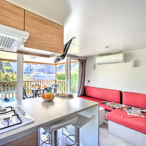 MOBILHOME 4 personas - Mobil home Premium 27 m² 2 habitaciones + terraza cubierta 9m² + TV + Aire acondicionado + Vista al río 4 pers