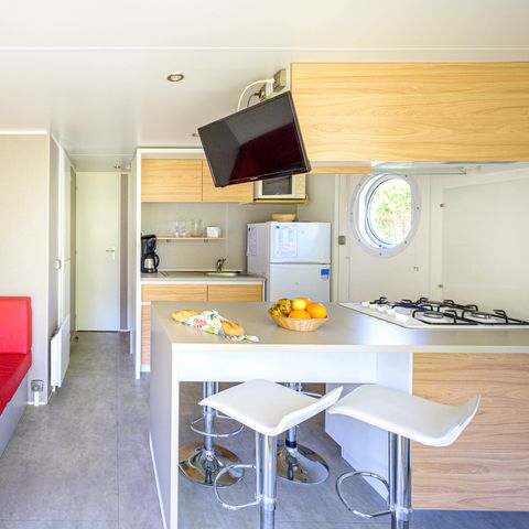 MOBILHOME 4 personas - Mobil home Premium 27 m² 2 habitaciones + terraza cubierta 9m² + TV + Aire acondicionado + Vista al río 4 pers