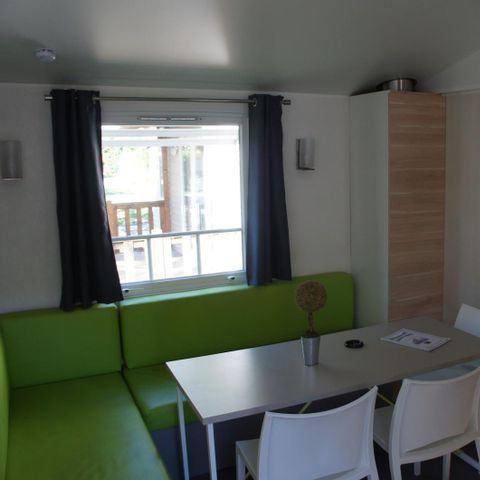 Mobilheim 7 personen - Mobilheim Premium 32 m² 3 Zimmer + 12m² halbüberdachte Terrasse (9m²) + TV + Klimaanlage 6/7 Pers.