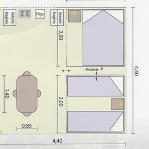 BUNGALOW TOILÉ 4 personnes - Bungalow-Toilé- 2chambres-4 pers - terrasse dallée