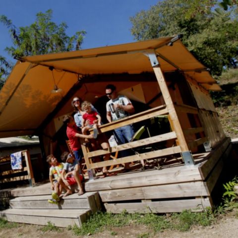 Tente en toile et en bois 5 personnes - Tente Lodge Victoria 2ch 5pers