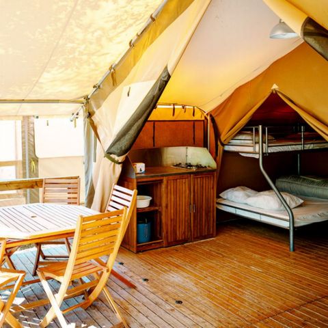 Tente en toile et en bois 5 personnes - Tente Lodge Victoria 2ch 5pers