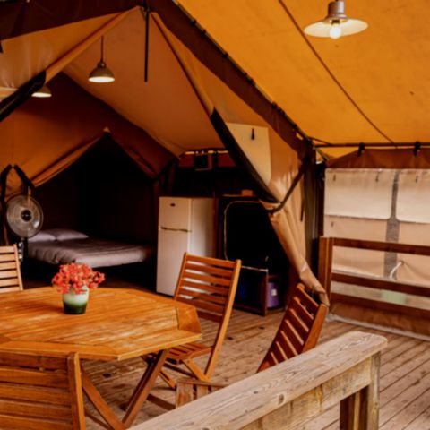 Tente en toile et en bois 5 personnes - Tente Lodge Victoria 2ch 5pers