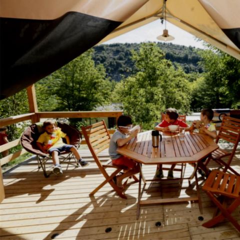 Tente en toile et en bois 5 personnes - Tente Lodge Victoria 2ch 5pers