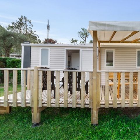 MOBILHOME 4 personas - Confort | 2 Dormitorios | 4 Pers. | Terraza elevada | Aire acondicionado.