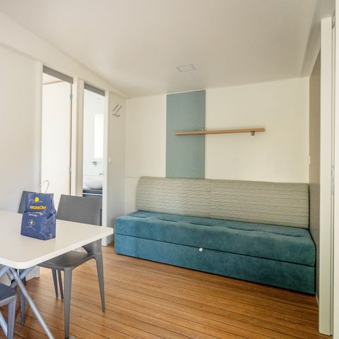 Mobilheim 6 Personen - Comfort | 2 Zi. | 4/6 Pers. | Erhöhte Terrasse | Klim.