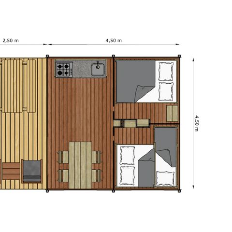 TIENDA DE LONA Y MADERA 5 personas - Glamptent Básico