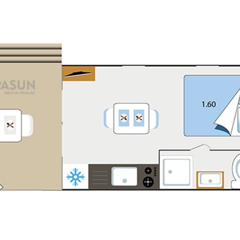 BUNGALOW 2 personnes - Mobil home Key westotel - 20m² - 1 Chambre