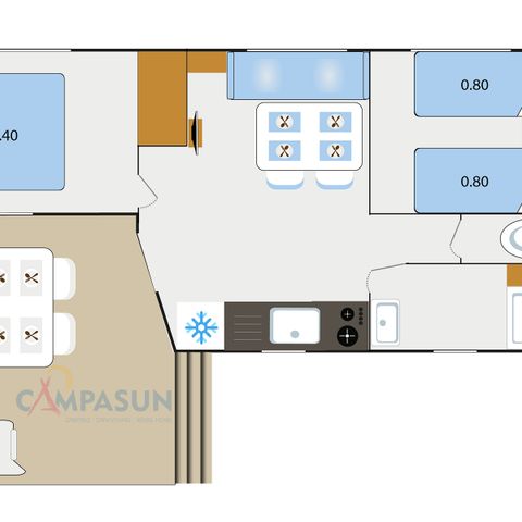 Mobile home 4 persons - Caribbean mobile home - 24m² - 2 Bedrooms