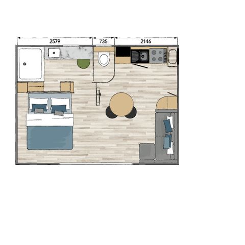 BUNGALOW 2 personnes - Sunêlia Luxe TAOS S2 2 pers. 1 ch. 1 sdb. avec ou sans jacuzzi privatif