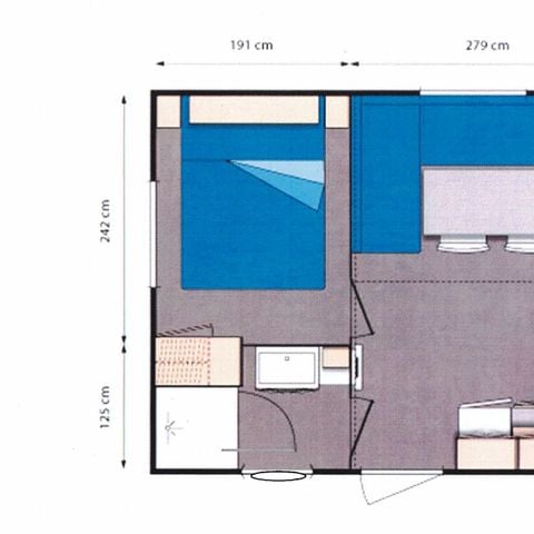 Mobile home 2 persons - (2 persons included - 4 additional persons possible with surcharge, please contact the campsite)