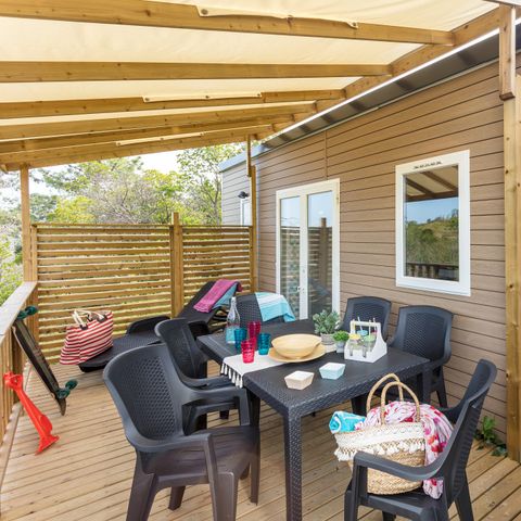 Mobilhome 6 personas - Premium | 3 Dormitorios | 6 Pers. | Terraza Salón | Aire acondicionado