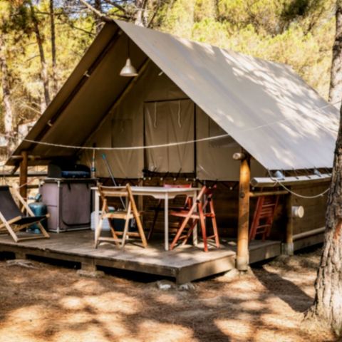 Wohnzelt auz holz 5 personen - Lodge-Zelt Ohne Sanitäranlagen - Ankunft am Samstag in der Hochsaison