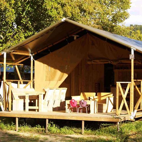 Tente en toile et en bois 5 personnes - Corsica Lodge, 2 chambres - arrivée le samedi en haute saison