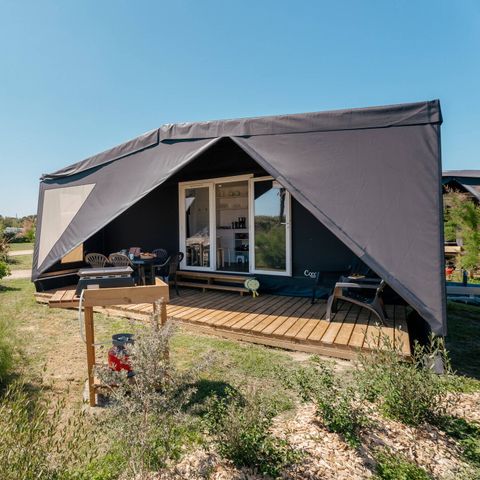 TENDA DA CAMPEGGIO 4 persone - Coco Sweet | 2 Camere da letto | 4 Persone | Terrazza rialzata | Senza bagno | Aria condizionata | TV