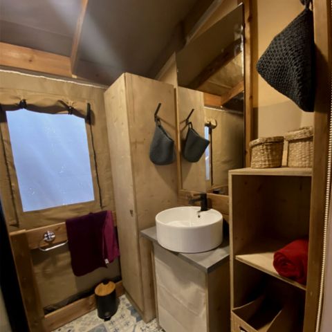 Tente en toile et en bois 5 personnes - Tente Lodge 32 m2 2 ch 4/5 pers