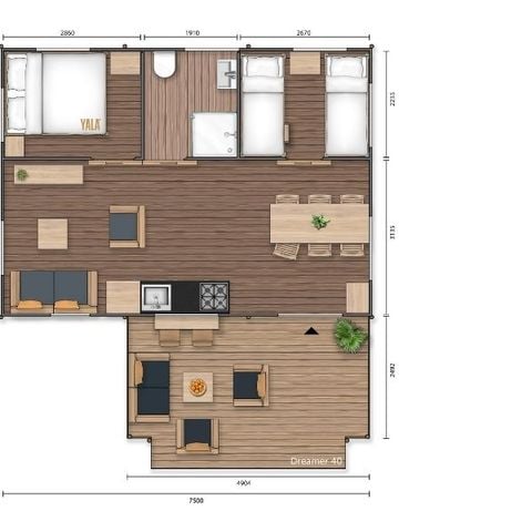Tente en toile et en bois 5 personnes - TENTE LG 40 m2 2 ch 4/5 pers SAMEDI