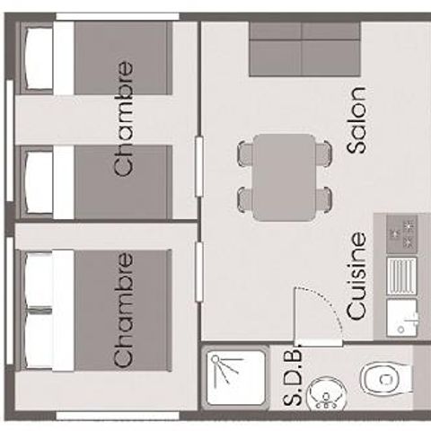 SAFARITENT 4 personen - Cabane Lodge Standard 20m² 2 kamers + handdoeken en lakens + overdekt terras + TV