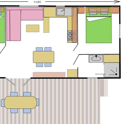 MOBILHOME 4 personas - Mobile home 29m² Standard 2 habitaciones + terraza + TV