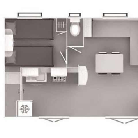 MOBILHEIM 4 Personen - Mobilheim Confort 29m² 2 Zimmer + Terrasse + Handtücher und Bettwäsche + TV