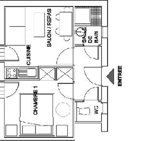 APPARTEMENT 2 personen - Standaard Appartement 30m² 1 slaapkamer + handdoeken en lakens + terras + TV